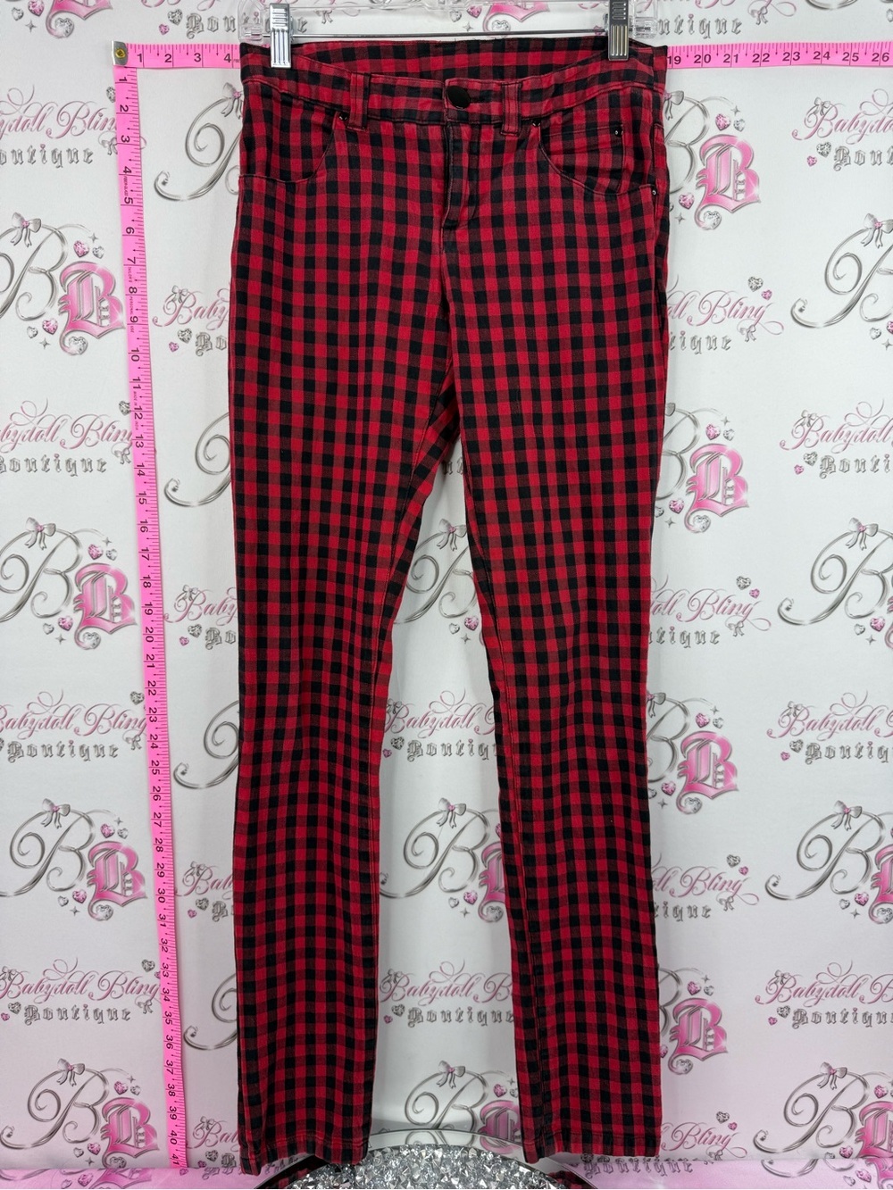 Pants gingham Red and Black Buffalo Plaid Skinny Pants